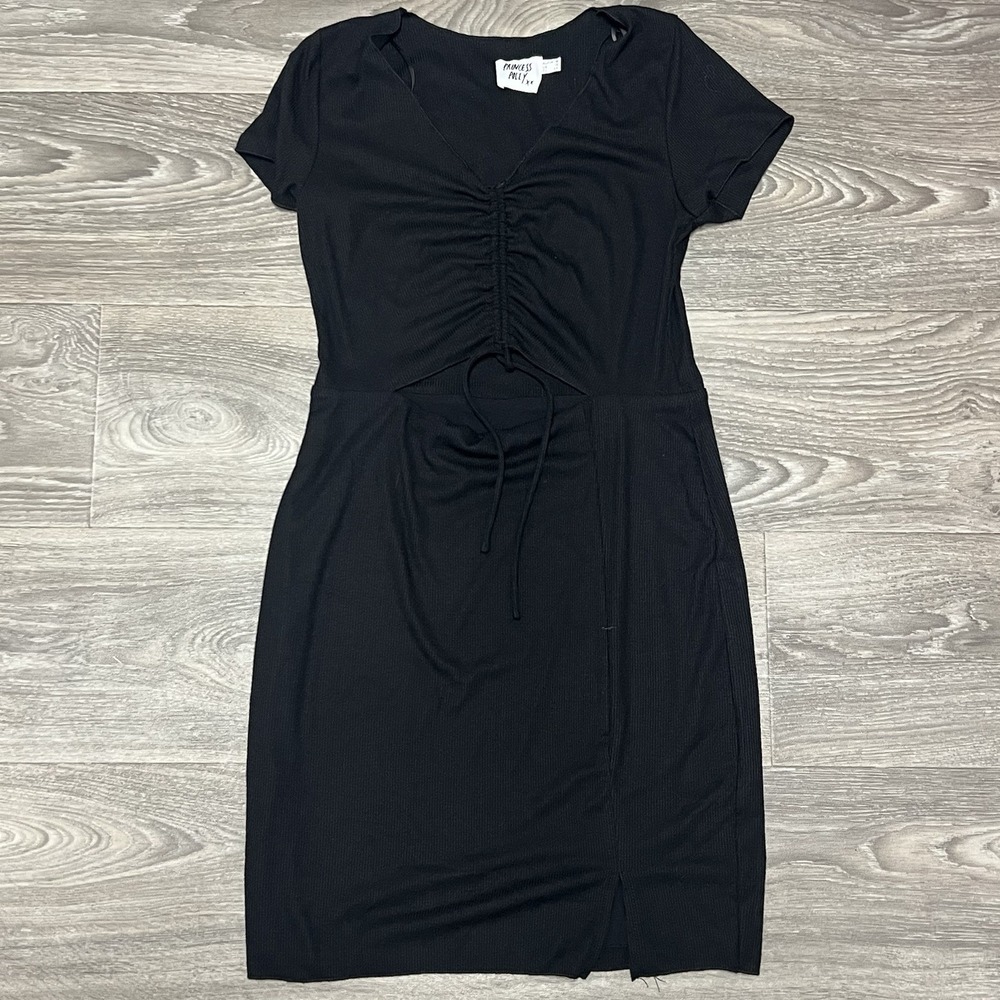 Princess Polly Pinch Me Black Mini Dress‎ V Neck Size US 12
